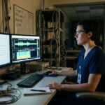 Sleep technician monitoring auditory polysomnography and electroencephalogram slow-wave delta rhythms in white noise vs pink noise clinical trial